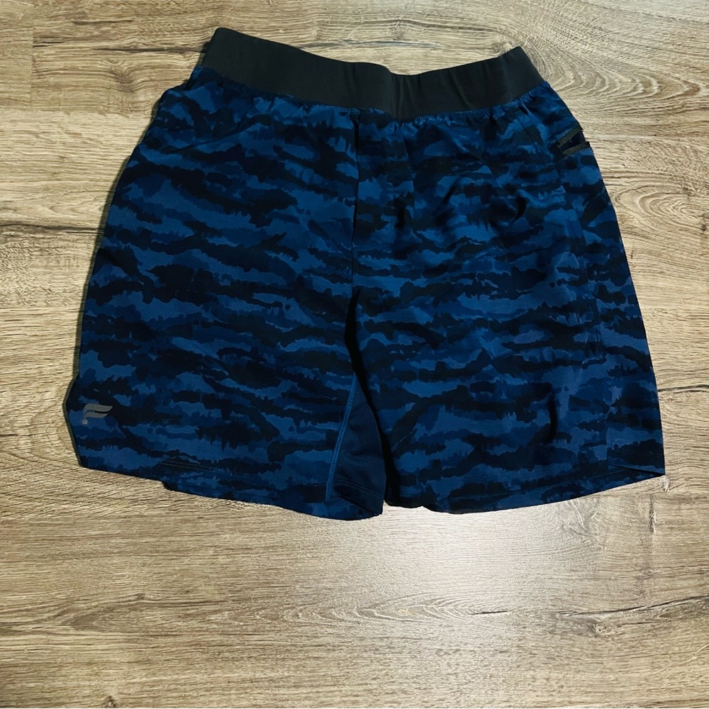 FABLETICS Men’s Blue/Black Camo The Franchise Shorts 7” Sz Large Gym Running - Picture 4 of 8